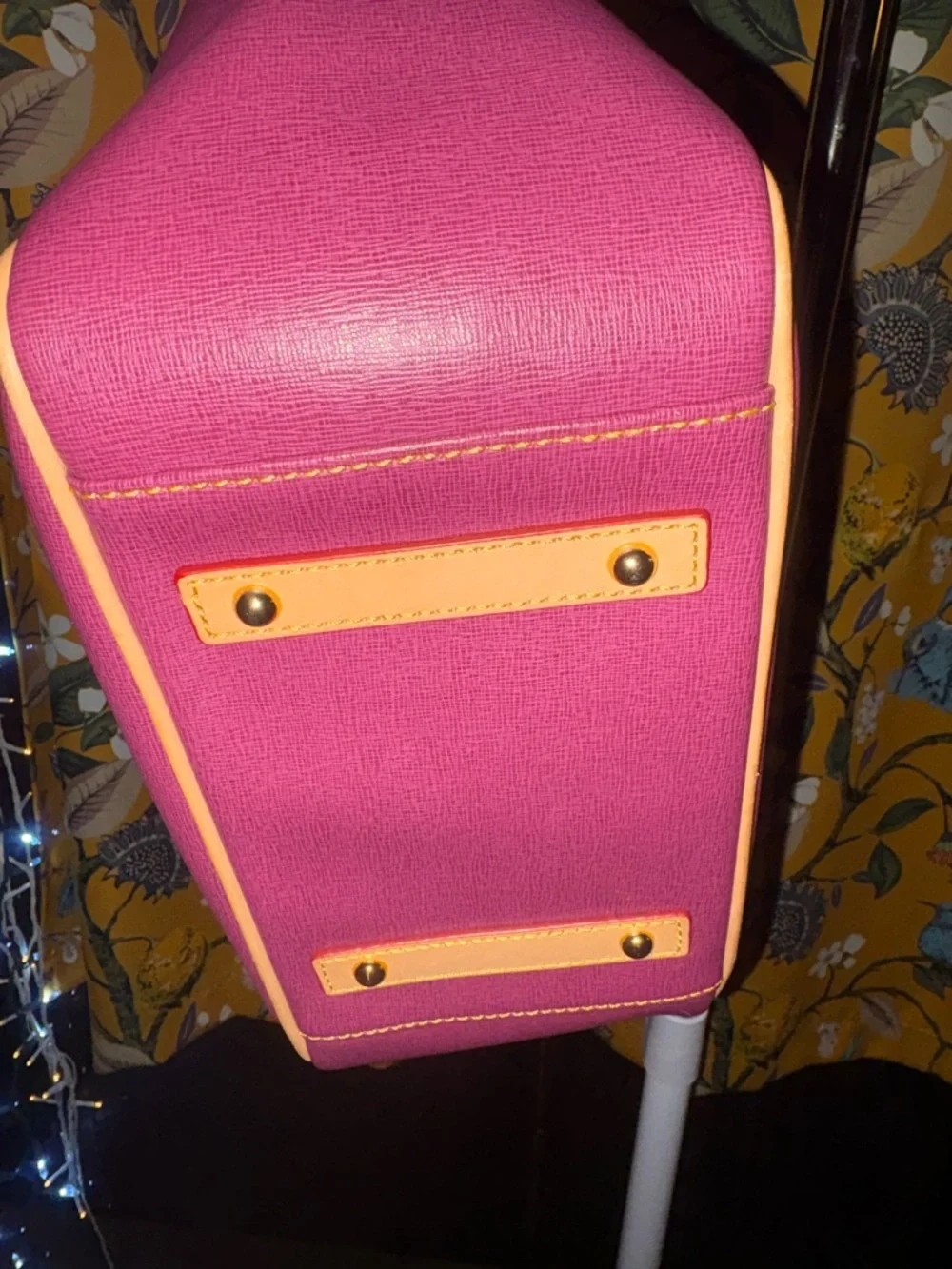 Dooney & Bourke Violet Maddie Saffiano Leather Tote with Tan Trim